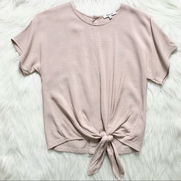 SOLD-Madewell Tie Front Button Back Pinstripe Blouse - Picture 7 of 9